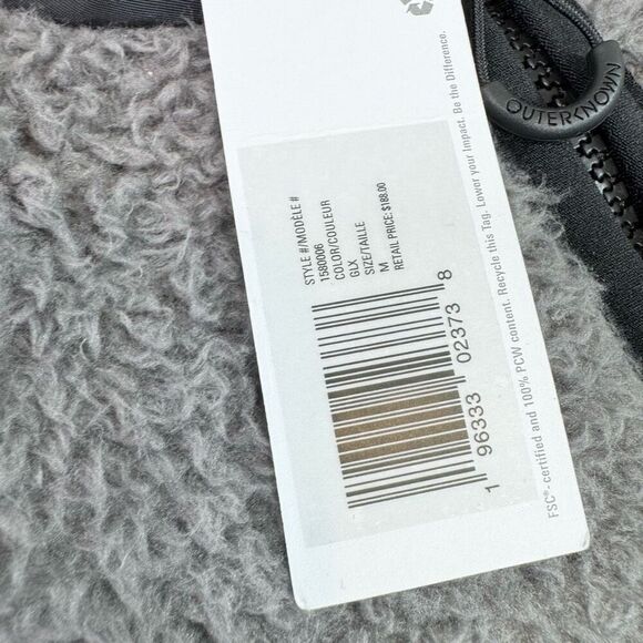 Outerknown Jacket Mens 1/4 Zip Sherpa Skyline Fleece Pullover Gray Medium new - Picture 5 of 10